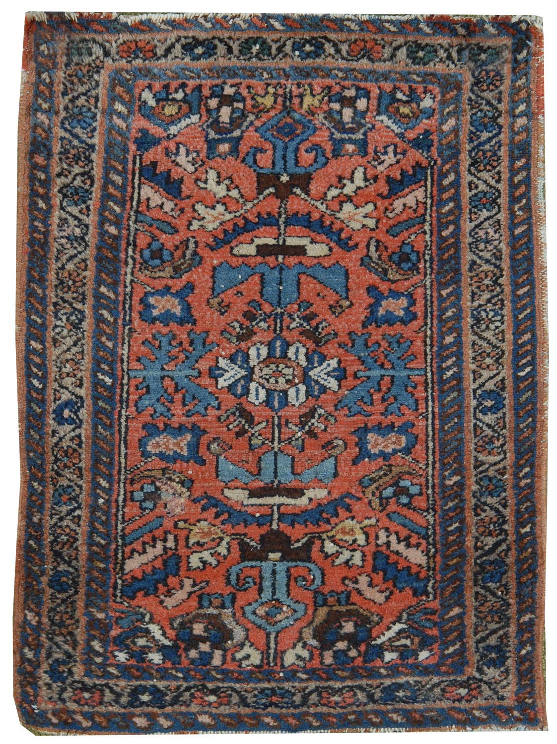 Appraisal: ORIENTAL RUG HAMADAN MAT ' x ' Red field contains