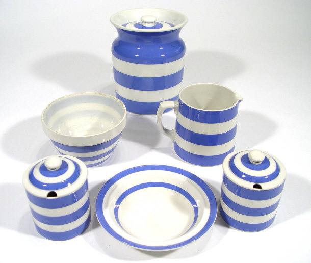 Appraisal: Selection of TG Green blue banded Cornishware including storage jars