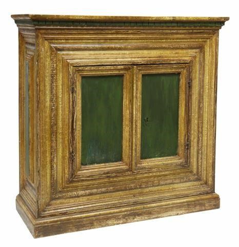 Appraisal: Florentine parcel gilt and painted cabinet th c having a