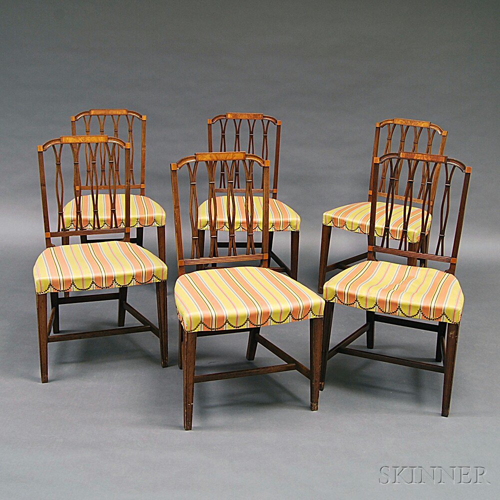 Appraisal: Set of Six Federal-style Mahogany Dining Chairs the square-back chairs