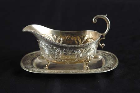 Appraisal: STERLING SAUCE BOAT WITH UNDER LINER BY VICTORIA STERLING Bottom