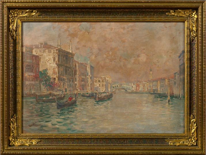 Appraisal: Luigi Lanza Italian b Venetian Canal Scene oil on canvas