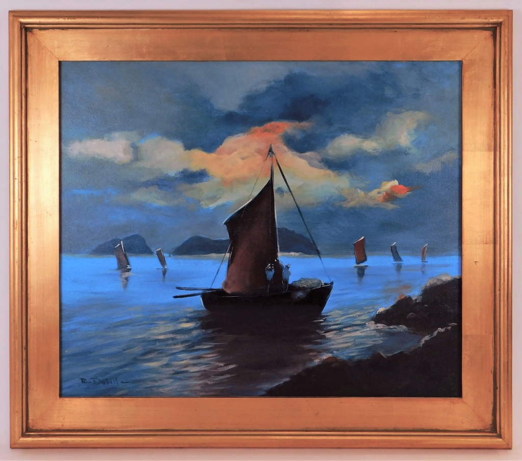 Appraisal: RON G DABELLE MARITIME HARBOR PAINTING Rhode Island ContemporaryDepicts a