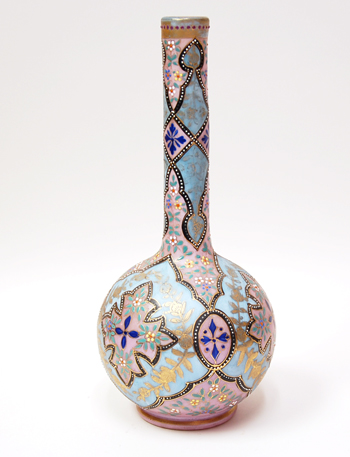 Appraisal: A Nippon-style Decorated Glass Vase with a brocade-style design highlighted