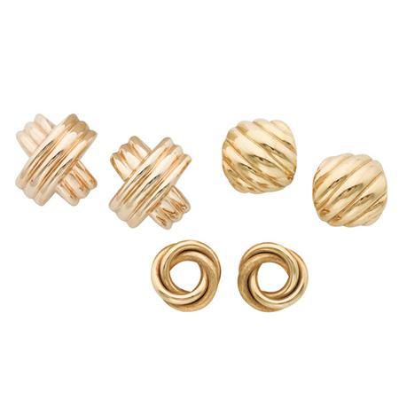 Appraisal: Three Pairs of Gold Earclips Estimate -