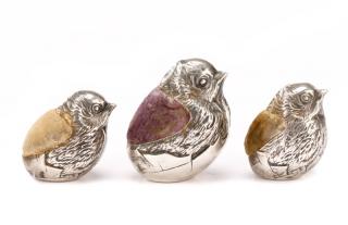 Appraisal: Sterling Silver Chick Pincushions Sampson Mordan Sampson Mordan Co English