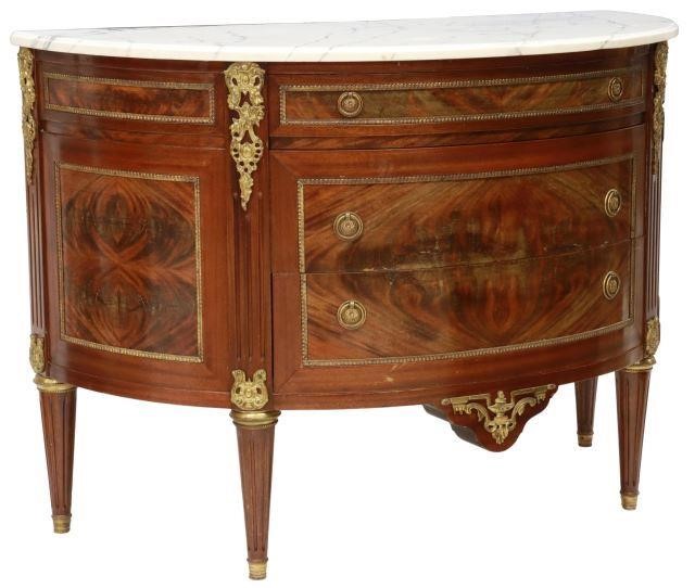 Appraisal: French Louis XVI style marble-top mahogany commode early th c