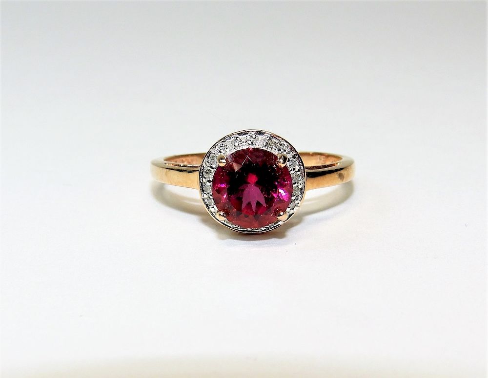 Appraisal: K Rose Gold Lady's Rhodolite Diamond Ring China th Century