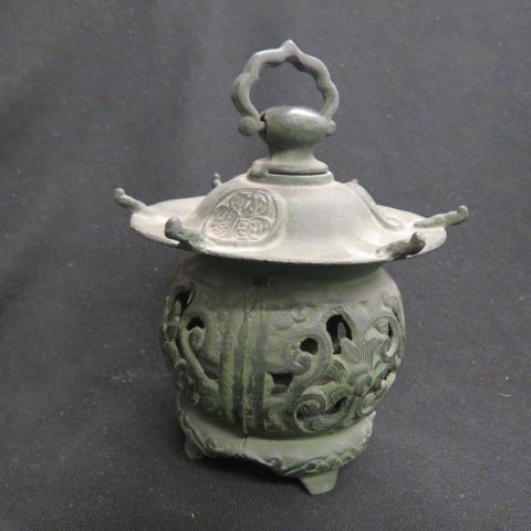 Appraisal: Oriental Iron Lantern temple style footed hanger