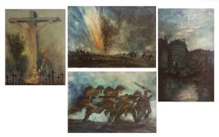 Appraisal: MEARS Gunner Watercolors Including Battle Scenes Each signed and inscribed