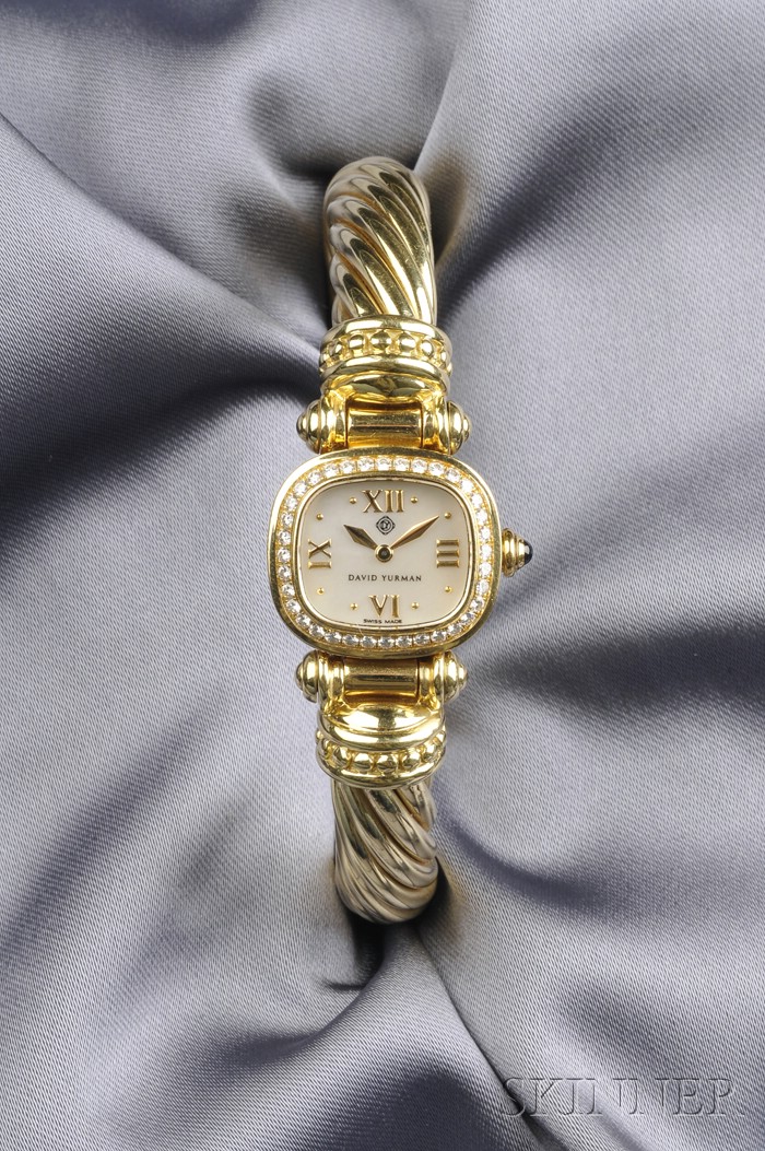 Appraisal: Lady's kt Gold and Diamond Wristwatch David Yurman the mother-of-pearl