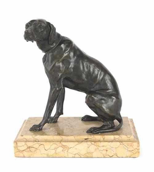 Appraisal: Patinated bronze dog early th c h