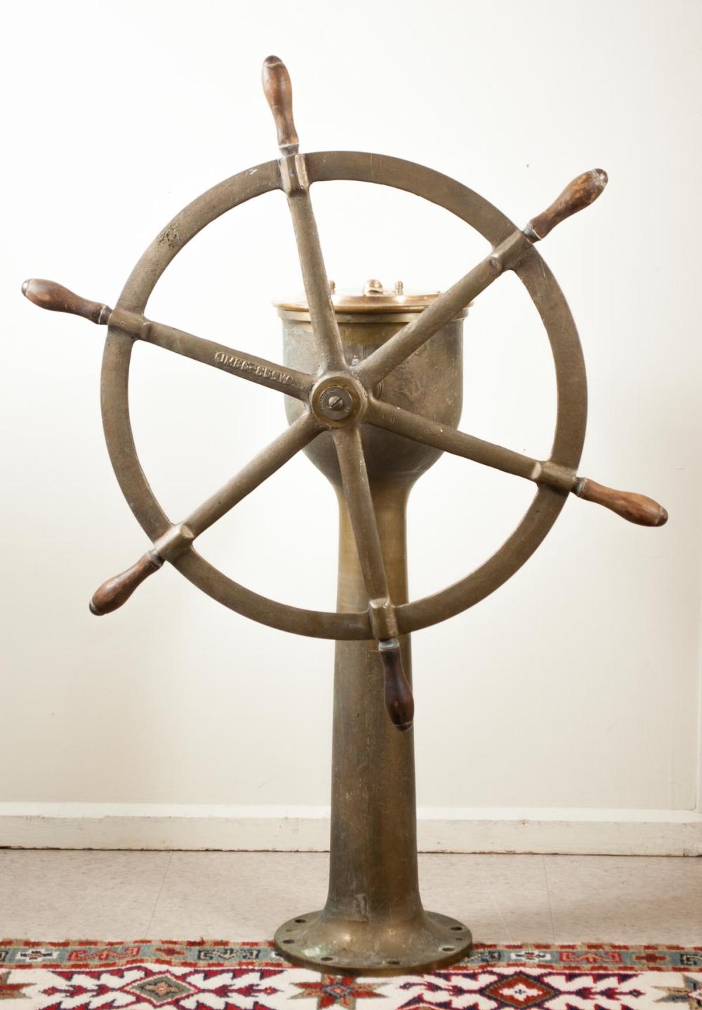 Appraisal: SALVAGED NAUTICAL BRASS STEERING STATION American Engineering Company Philadelphia PA