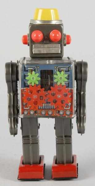 Appraisal: Tin Litho Gear Robot Battery-Operated Toy Description Japanese Working Battery