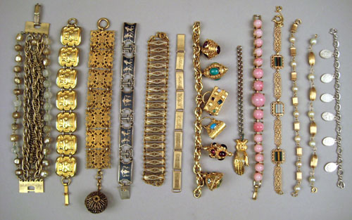 Appraisal: Costume jewelry to include rings bangles cuffs bracelets charm bracelets