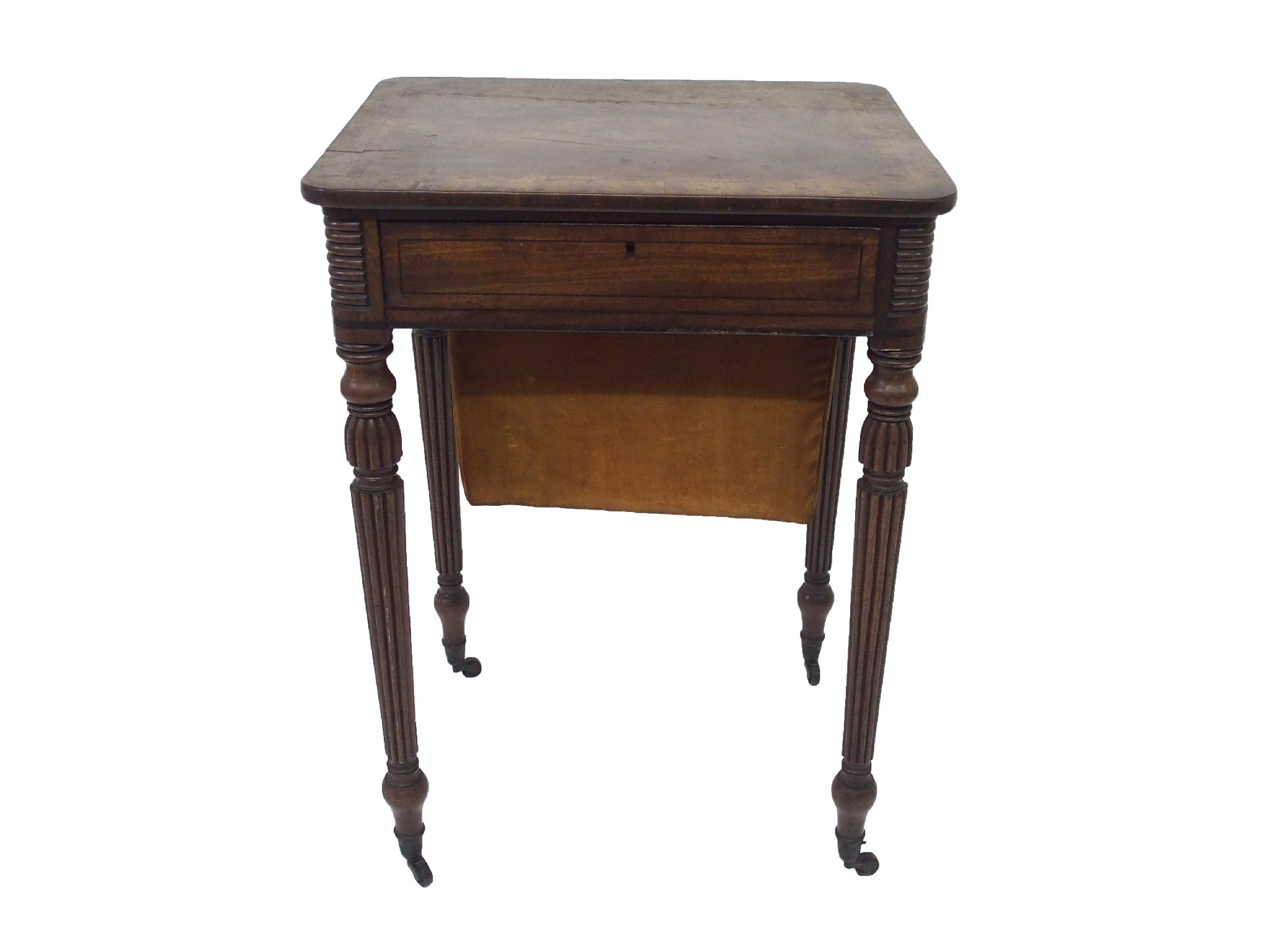 Appraisal: A George IV mahogany and ebony strung sewing tablewith single