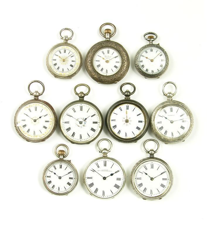 Appraisal: Ten Swiss silver ladies fob watches