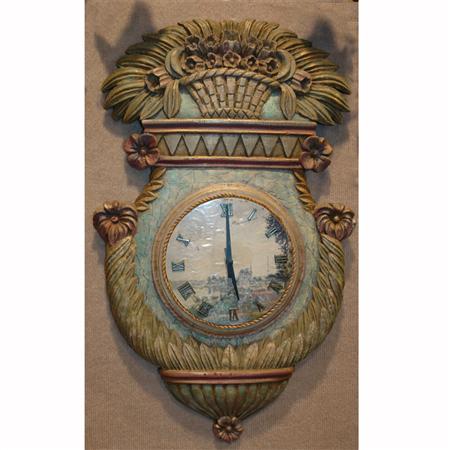 Appraisal: Neoclassical Style Painted and Carved Wood Wall Clock Estimate -