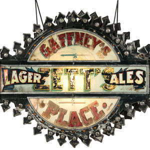 Appraisal: A Zett's Lager and Ales Reverse Painted Glass and Pressed