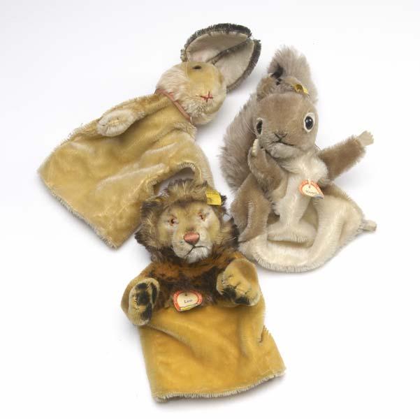 Appraisal: STEIFF HAND PUPPETS Two with Steiff labels