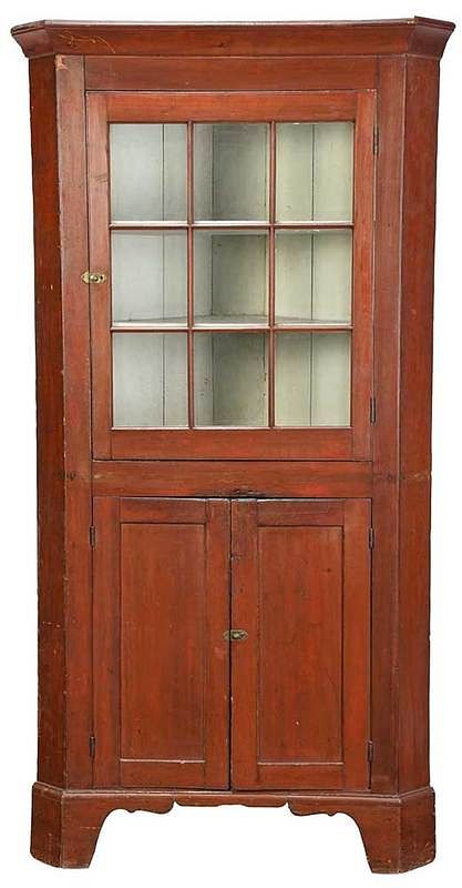 Appraisal: American Federal Red Stained Corner Cupboard probably Pennsylvania late th