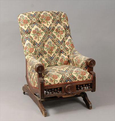 Appraisal: American Eastlake Walnut Platform Rocking Chair x x in