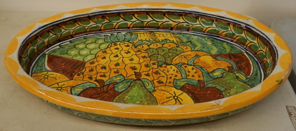 Appraisal: Mexican Painted Ceramic Fruit Plate Signed Alba D in cm