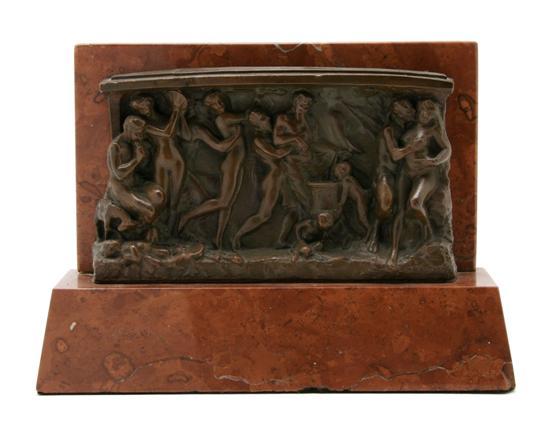 Appraisal: A Bronze Relief Plaque Depicting a Bacchic Scene After H