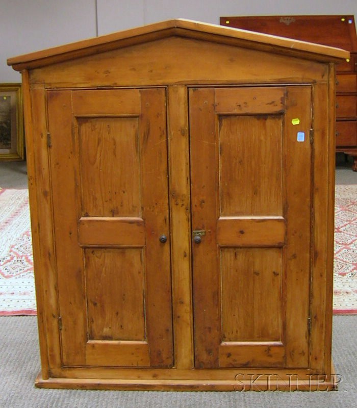 Appraisal: Country Pine Cabinet with Two Paneled Doors the interior with