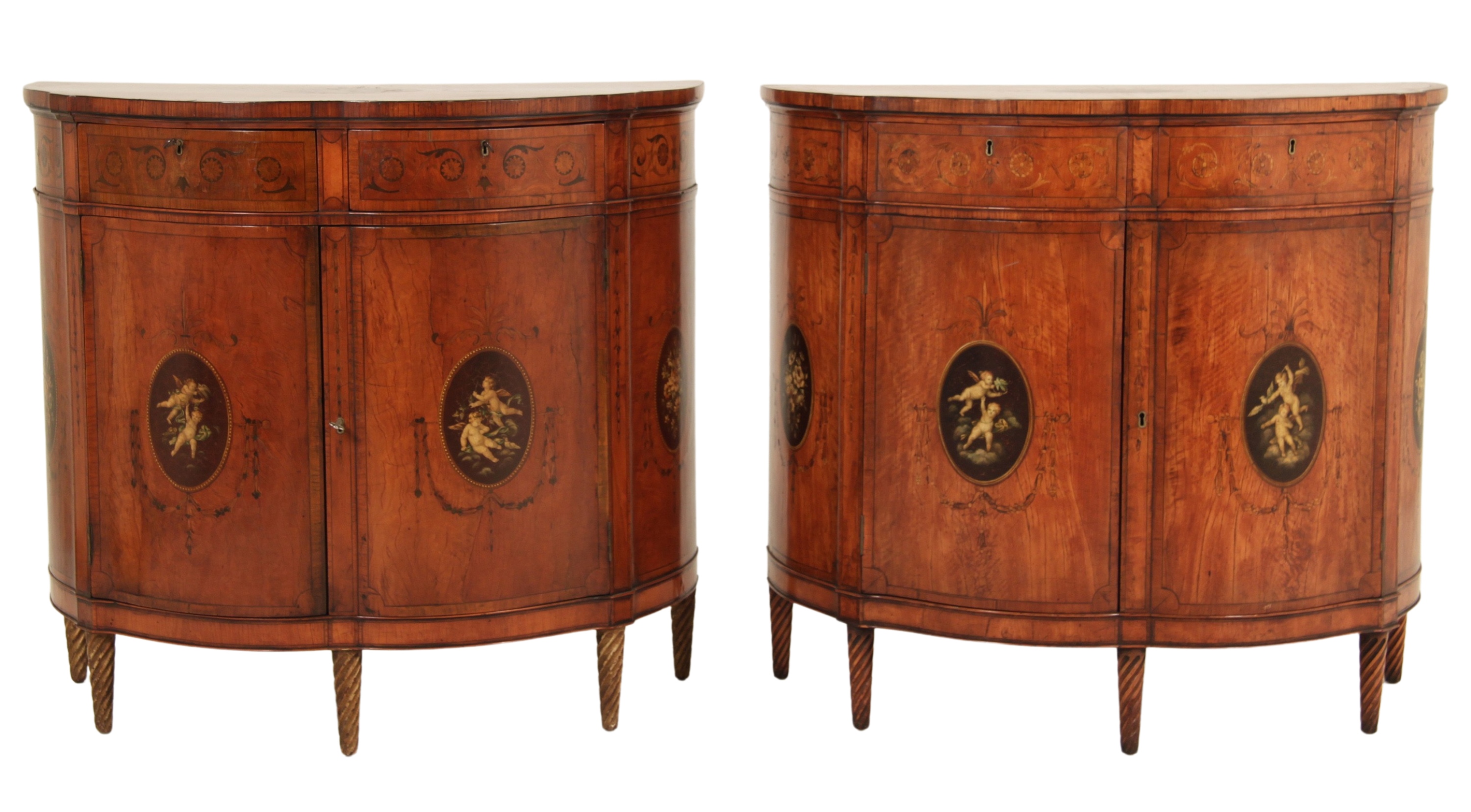 Appraisal: PR OF ENG SHERATON SERPENTINE COMMODES Handsome pair of English