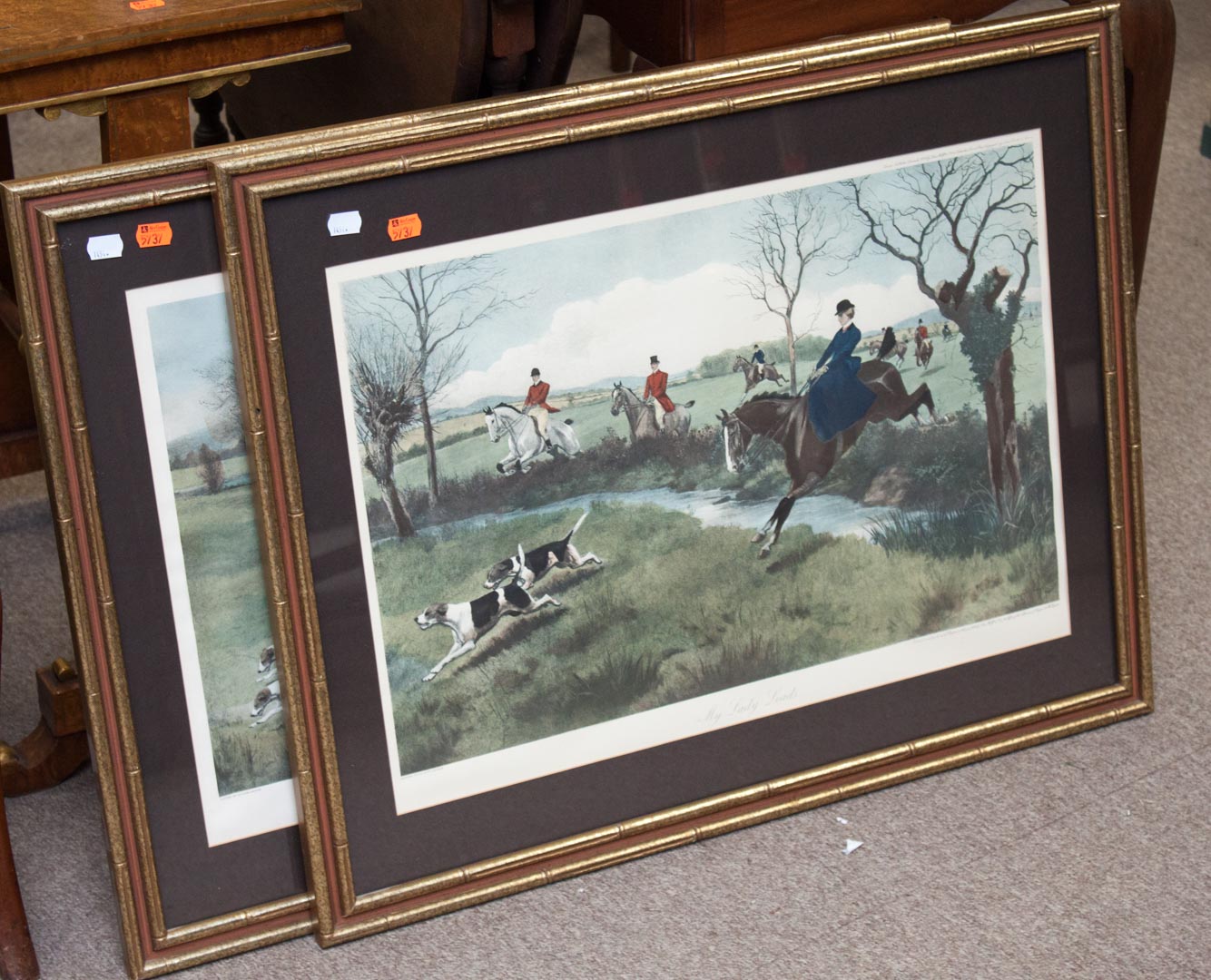 Appraisal: Two framed fox hunting prints