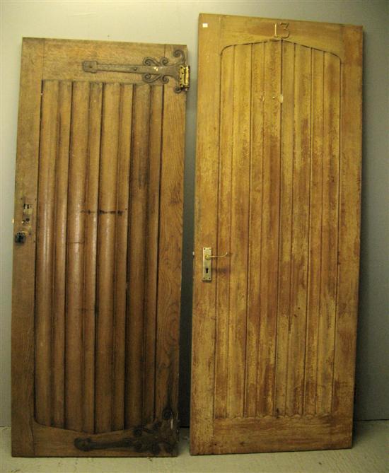 Appraisal: th century solid oak linenfold panel door x and another