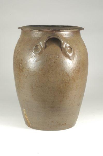 Appraisal: Signed H FOX Two gallon salt glazed stoneware jar H