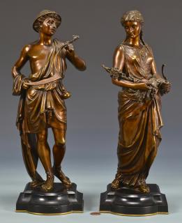 Appraisal: Pr of Bronze Classical Figural Sculptures Pair of bronze figural