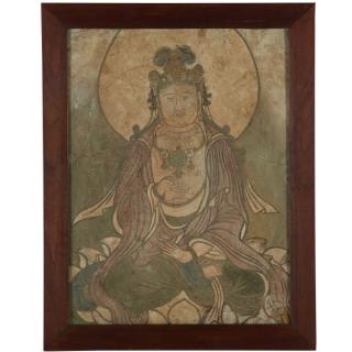 Appraisal: Rare Ming Dynasty painted Buddhist wall fresco Rare Ming Dynasty