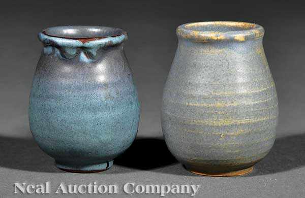 Appraisal: Two Newcomb College Art Pottery Ali Baba Vases each decorated