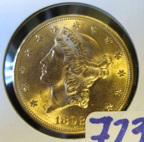 Appraisal: U S TWENTY DOLLAR GOLD COIN Liberty head type -S