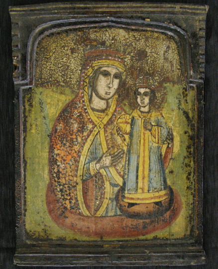 Appraisal: Provincial Russian Polychromed Wooden Ikon of The Virgin and Child