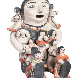 Appraisal: Seferina Ortiz Cochiti - Pottery Storyteller with Ten Children signed