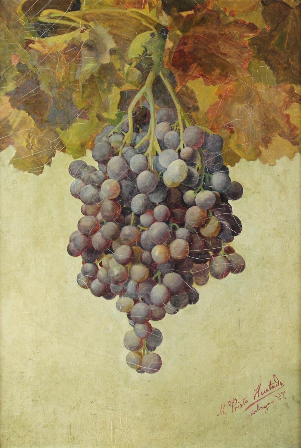 Appraisal: MANUEL PRIETO HURTADO SPANISH TH TH CENTURY PURPLE GRAPES Oil