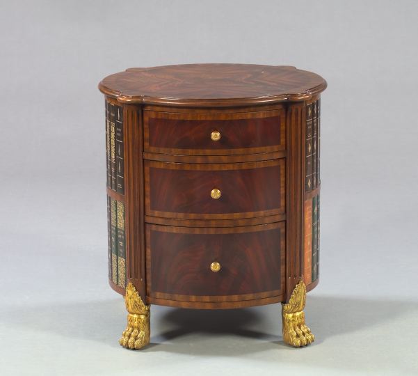 Appraisal: Georgian-Style Mahogany Chairside Chest of turreted circular form the banded