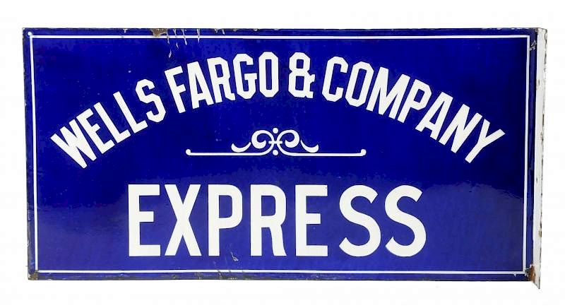 Appraisal: Wells Fargo Express Porcelain Flange Sign This is a very