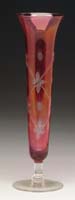 Appraisal: TWO CRANBERRY GLASS ITEMS Large cranberry glass vase with heavily