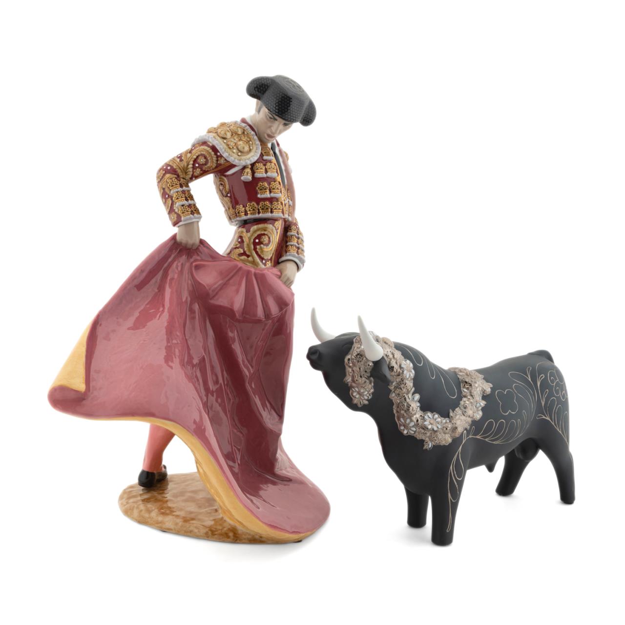 Appraisal: PCS LLADRO MATADOR BULL PORCELAIN FIGURES Two Lladro Spanish porcelain