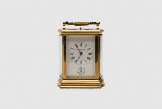 Appraisal: French Brass Carriage Clock FRENCH BRASS CARRIAGE CLOCK J Ullmann