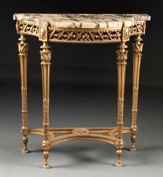 Appraisal: Louis XVI style giltwood marble-top console th century shaped front