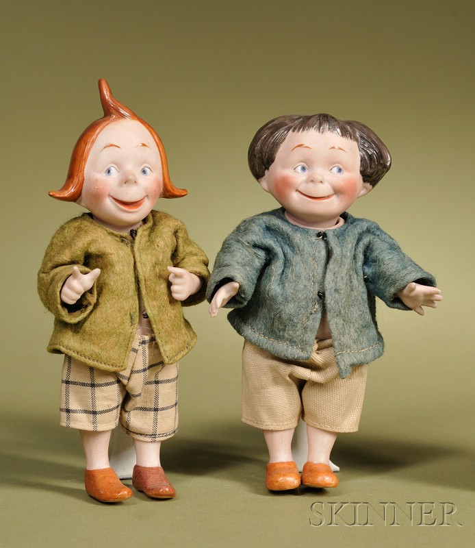 Appraisal: Kestner All-Bisque Max Moritz Character Dolls Germany c both with