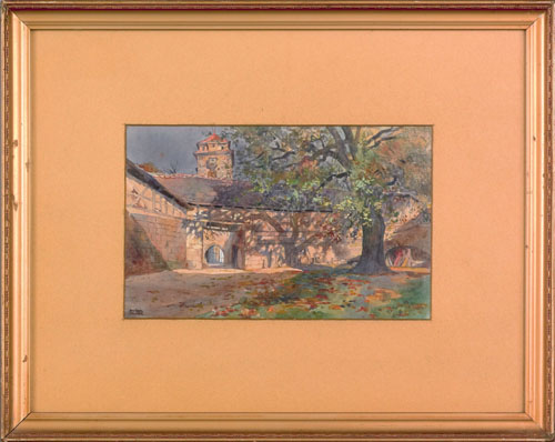 Appraisal: Arthur Ernst Becher American - three watercolor courtyard scenes two