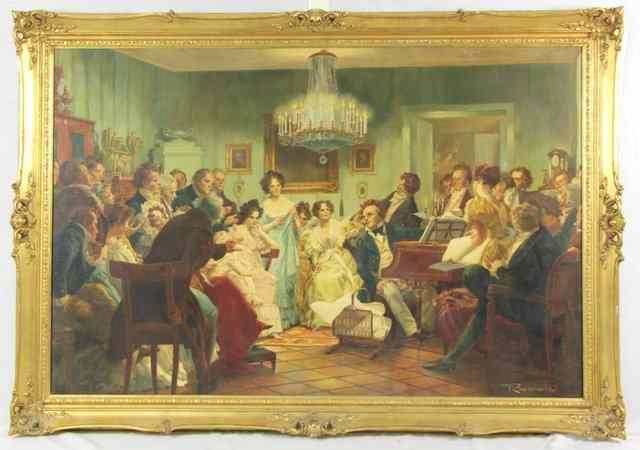 Appraisal: Continental School The Recital indistinctly signed lower right oil on