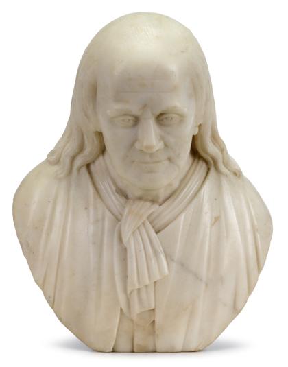 Appraisal: Carved marble bust of Benjamin Franklinamerican early th century